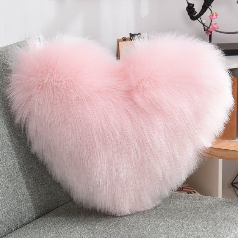 Coussins décoratifs en forme de cœur, housse longue en peluche moelleuse blanche - IVOIRART.COM