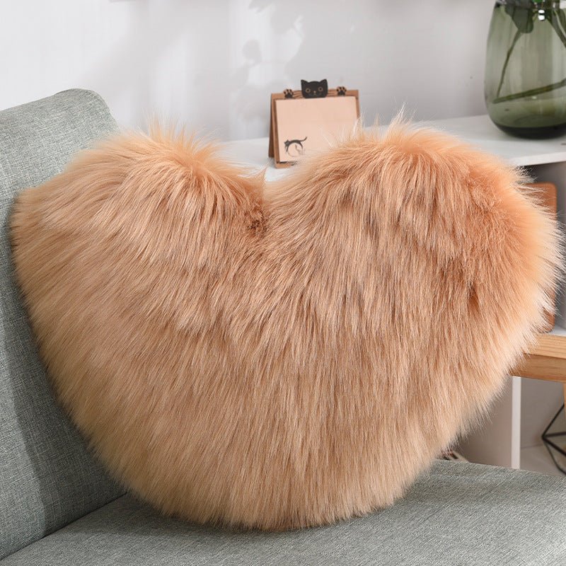 Coussins décoratifs en forme de cœur, housse longue en peluche moelleuse blanche - IVOIRART.COM