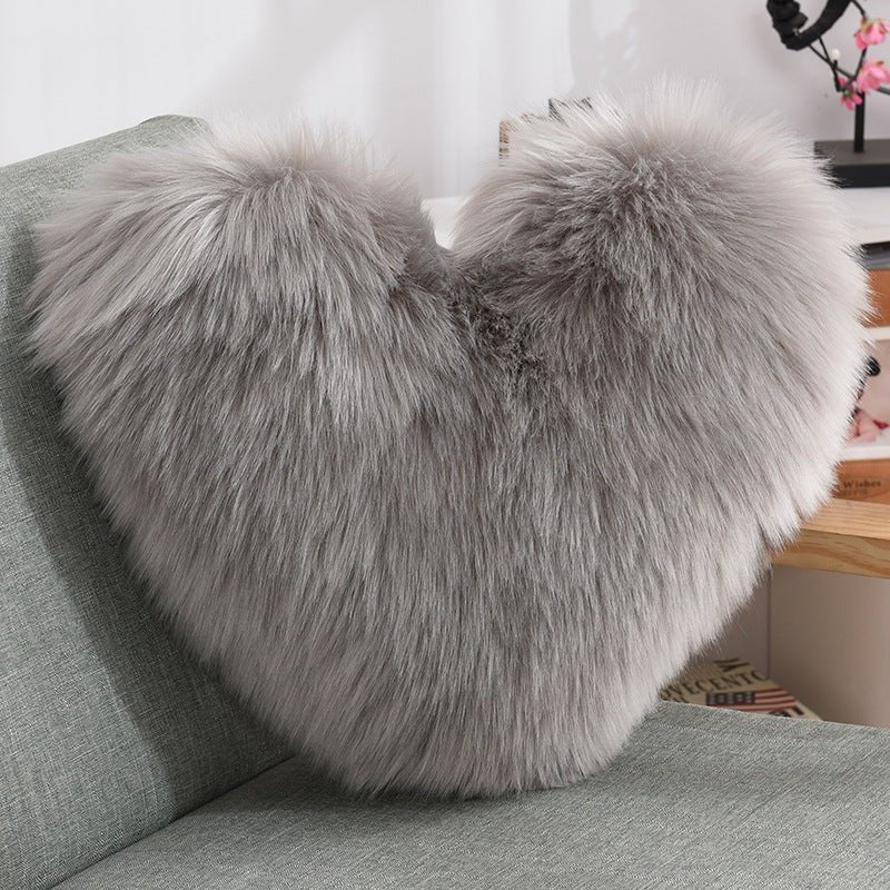 Coussins décoratifs en forme de cœur, housse longue en peluche moelleuse blanche - IVOIRART.COM