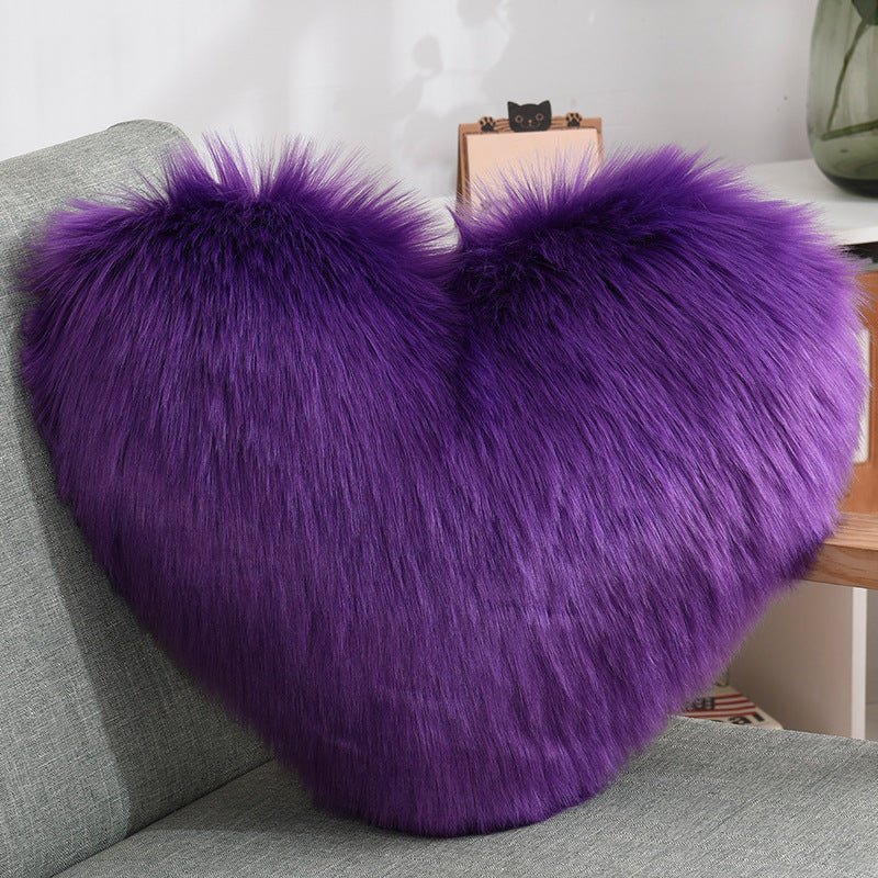 Coussins décoratifs en forme de cœur, housse longue en peluche moelleuse blanche - IVOIRART.COM