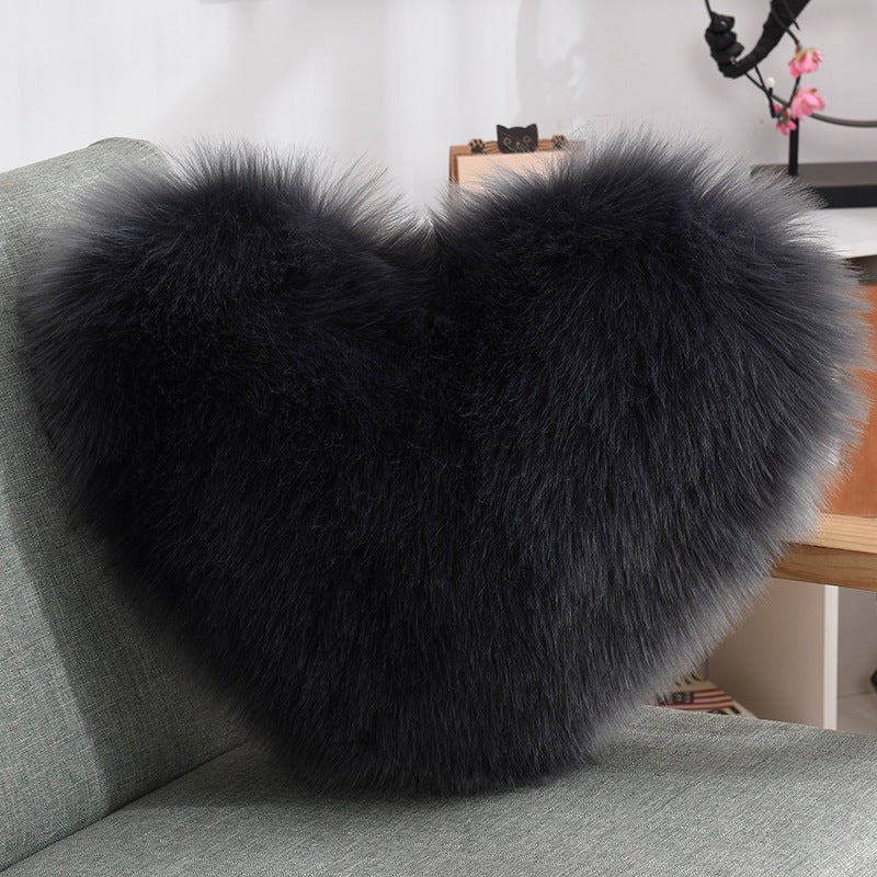 Coussins décoratifs en forme de cœur, housse longue en peluche moelleuse blanche - IVOIRART.COM