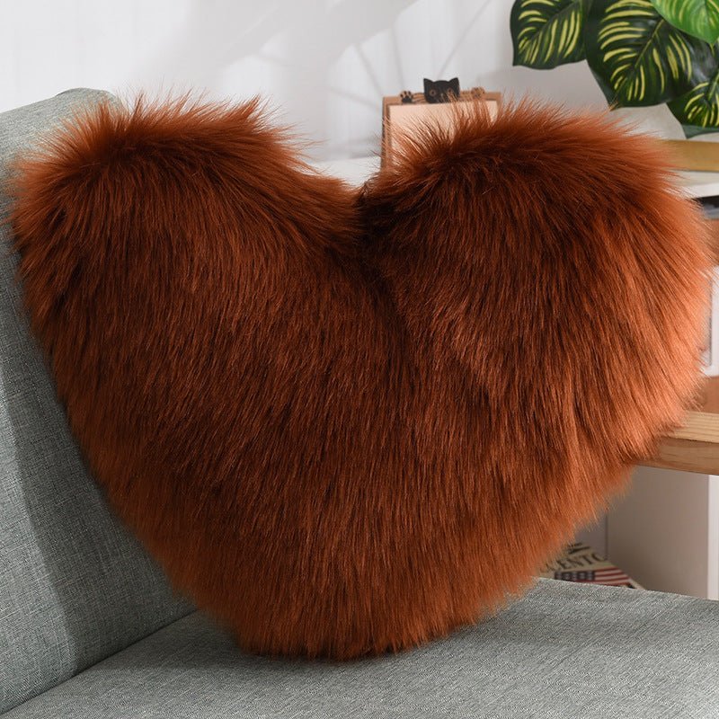 Coussins décoratifs en forme de cœur, housse longue en peluche moelleuse blanche - IVOIRART.COM