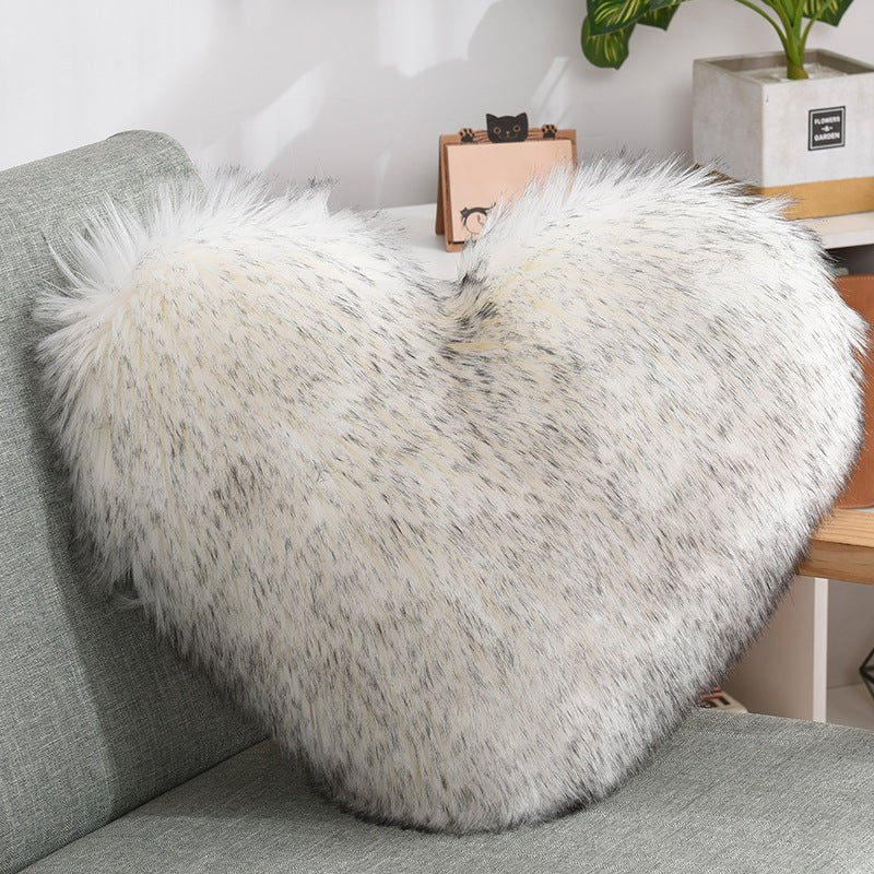 Coussins décoratifs en forme de cœur, housse longue en peluche moelleuse blanche - IVOIRART.COM