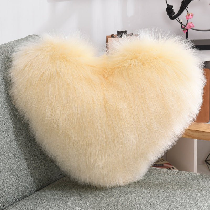 Coussins décoratifs en forme de cœur, housse longue en peluche moelleuse blanche - IVOIRART.COM