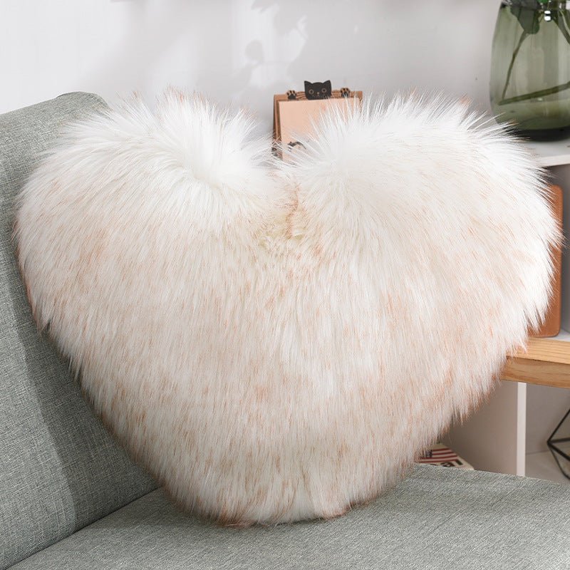 Coussins décoratifs en forme de cœur, housse longue en peluche moelleuse blanche - IVOIRART.COM