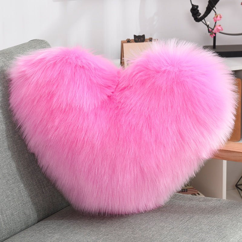 Coussins décoratifs en forme de cœur, housse longue en peluche moelleuse blanche - IVOIRART.COM
