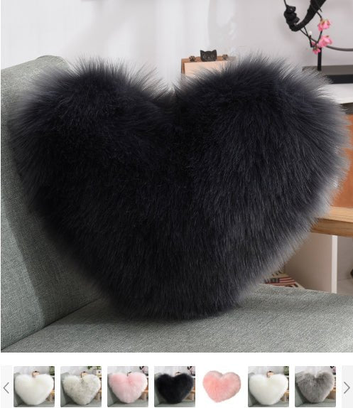 Coussins décoratifs en forme de cœur, housse longue en peluche moelleuse blanche - IVOIRART.COM