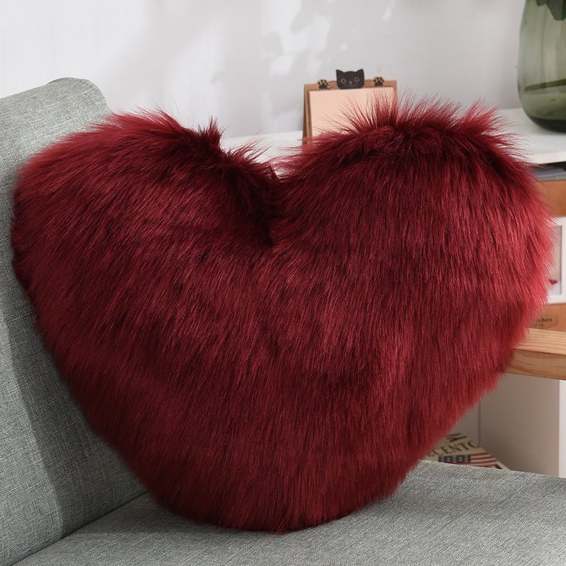 Coussins décoratifs en forme de cœur, housse longue en peluche moelleuse blanche - IVOIRART.COM