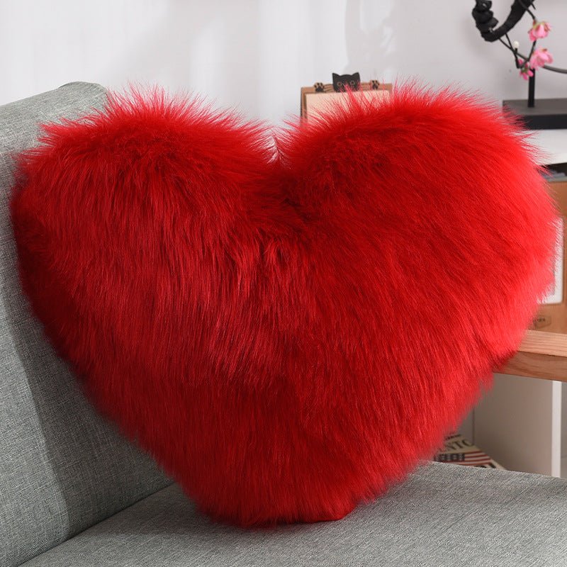Coussins décoratifs en forme de cœur, housse longue en peluche moelleuse blanche - IVOIRART.COM