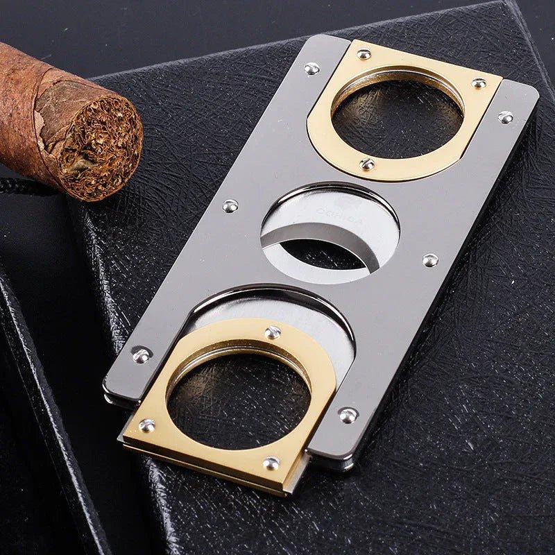 Couteau à double tranchant pour fumée en acier inoxydable, 85x41x3,5 mm, coupe cigares jusqu'à 22 mm - IVOIRART.COM