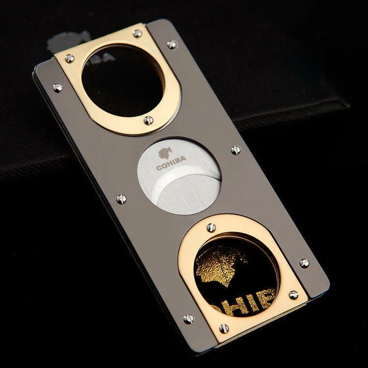 Couteau à double tranchant pour fumée en acier inoxydable, 85x41x3,5 mm, coupe cigares jusqu'à 22 mm - IVOIRART.COM