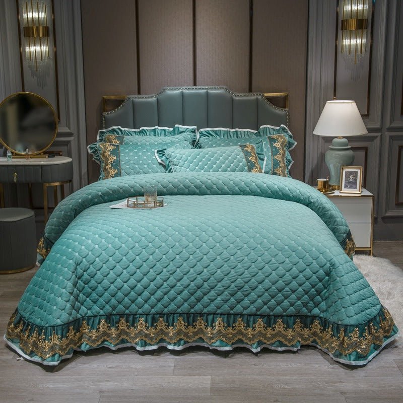 Couverture de lit une pièce épaisse en velours corail bébé velours trois pièces matelassée velours cristal - IVOIRART.COM