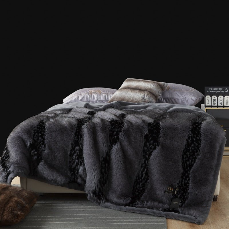 Couverture épaisse en fausse fourrure de renard pour canapé, hiver confort - IVOIRART.COM