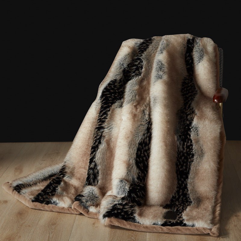 Couverture épaisse en fausse fourrure de renard pour canapé, hiver confort - IVOIRART.COM