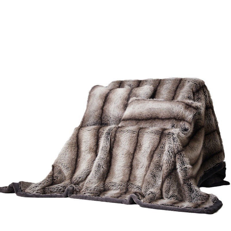 Couverture épaisse en fausse fourrure de renard pour canapé, hiver confort - IVOIRART.COM