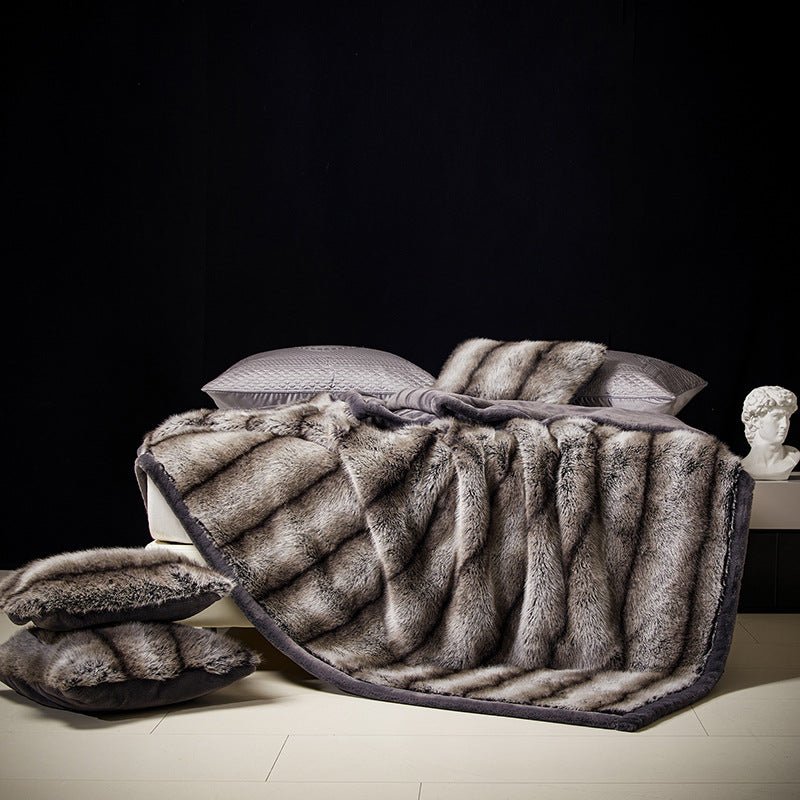 Couverture épaisse en fausse fourrure de renard pour canapé, hiver confort - IVOIRART.COM