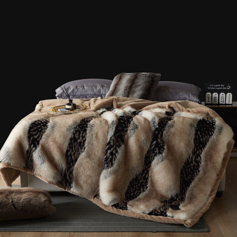 Couverture épaisse en fausse fourrure de renard pour canapé, hiver confort - IVOIRART.COM