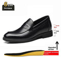 Cowhide Business Formal Wear Men's Slip-on Invisible Height Increasing Leather Shoes - IVOIRART.COM