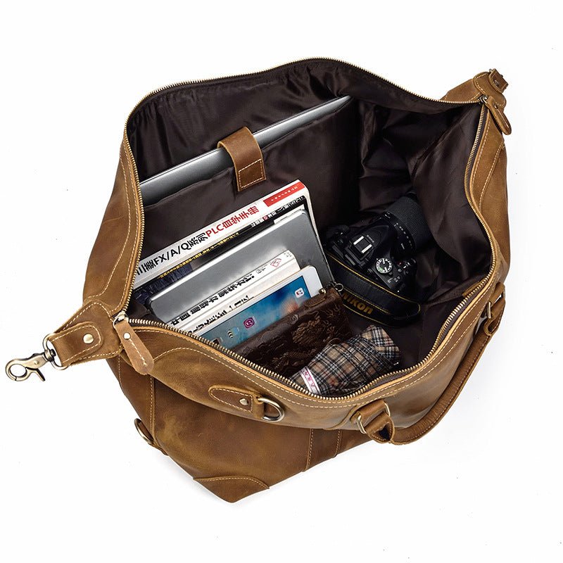 Crazy horse leather large capacity luggage bag - IVOIRART.COM