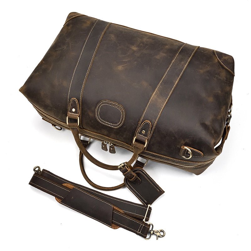 Crazy horse leather large capacity luggage bag - IVOIRART.COM