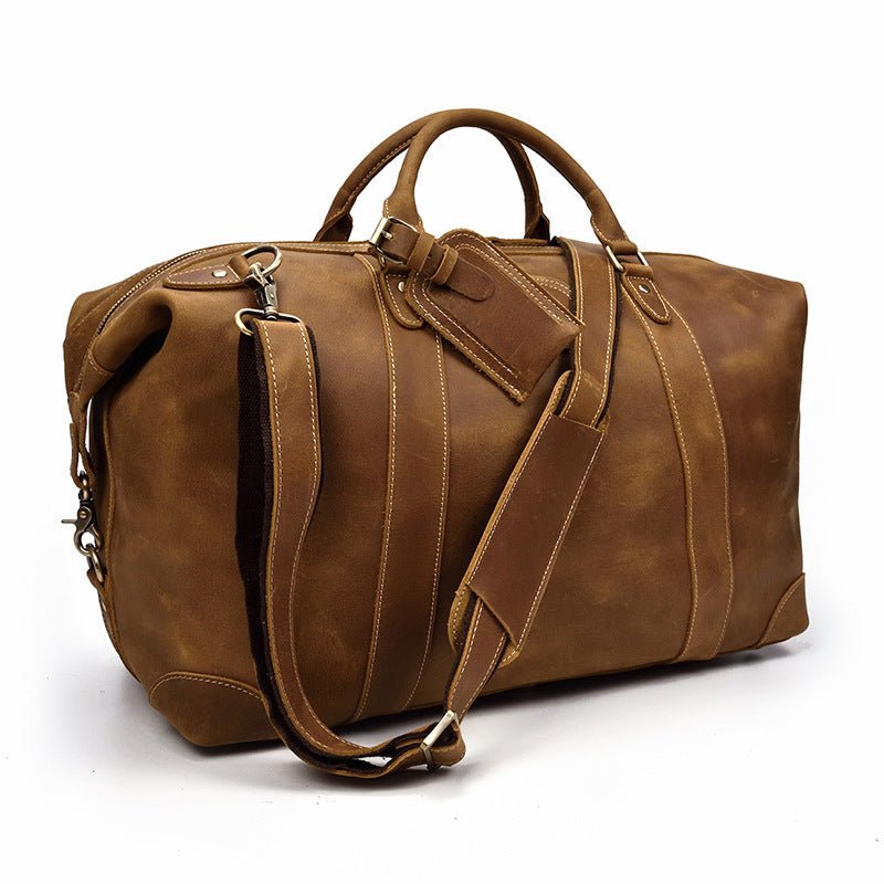 Crazy horse leather large capacity luggage bag - IVOIRART.COM