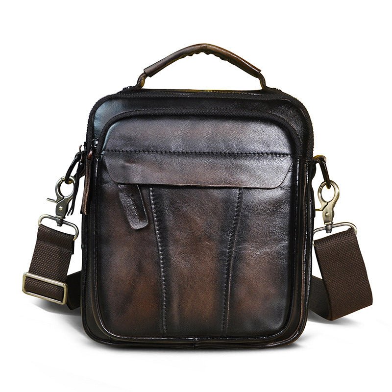 Crazy Horse Leather Retro Men's 8-inch One-shoulder Diagonal Bag - IVOIRART.COM