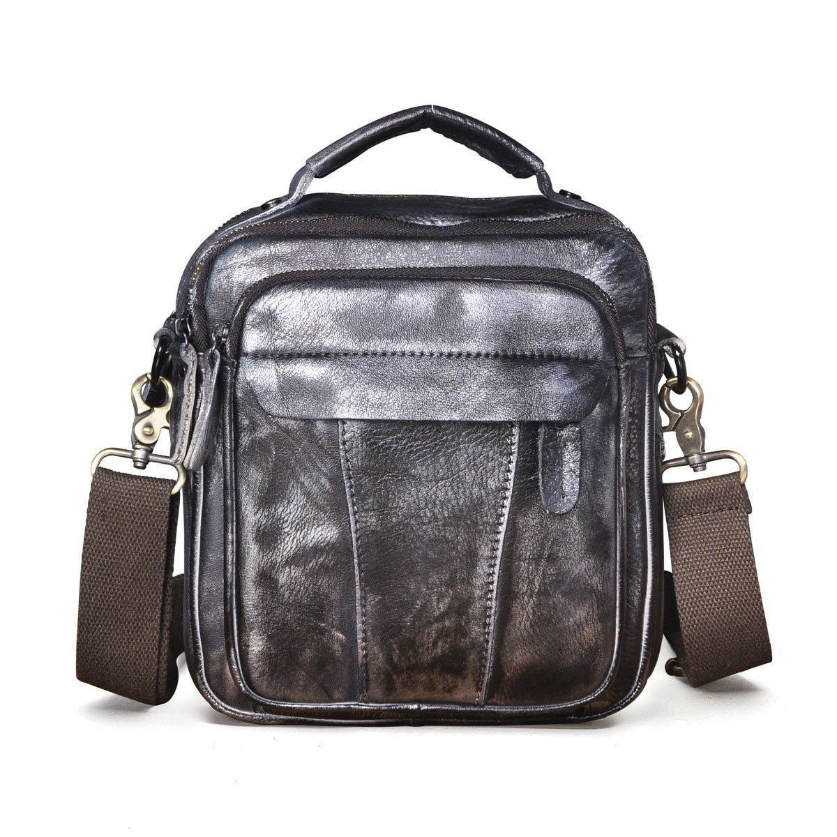 Crazy Horse Leather Retro Men's 8-inch One-shoulder Diagonal Bag - IVOIRART.COM