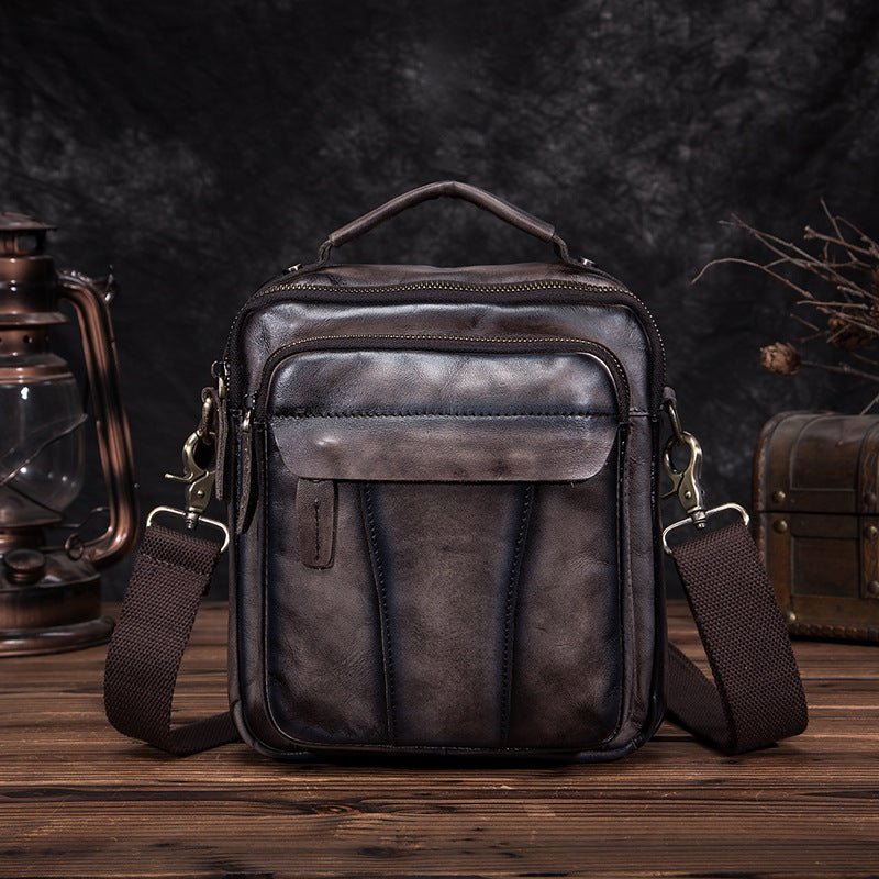 Crazy Horse Leather Retro Men's 8-inch One-shoulder Diagonal Bag - IVOIRART.COM