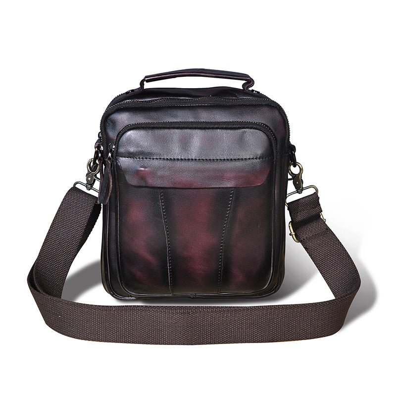 Crazy Horse Leather Retro Men's 8-inch One-shoulder Diagonal Bag - IVOIRART.COM