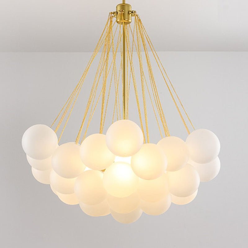 Creative Light Luxury Ball White Glass Bubble Post-modern Living Room Pendant Lamp - IVOIRART.COM