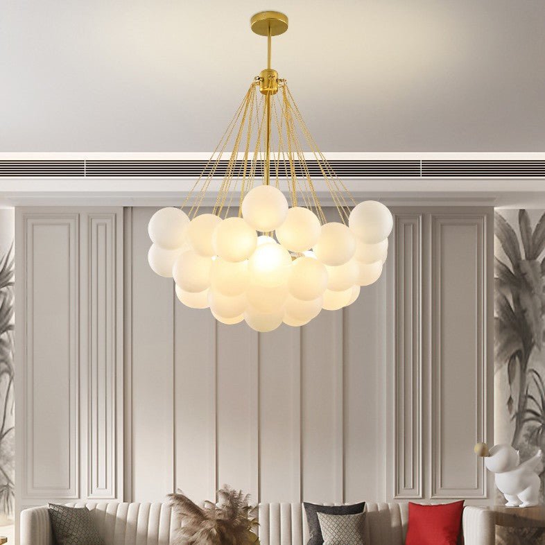 Creative Light Luxury Ball White Glass Bubble Post-modern Living Room Pendant Lamp - IVOIRART.COM