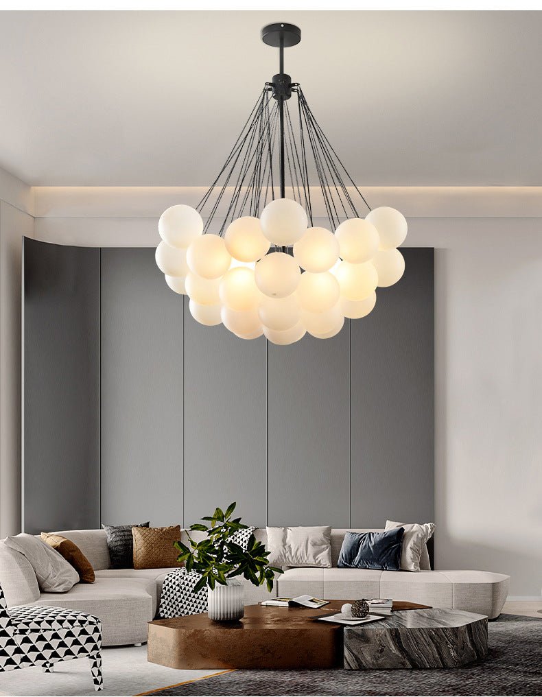 Creative Light Luxury Ball White Glass Bubble Post-modern Living Room Pendant Lamp - IVOIRART.COM