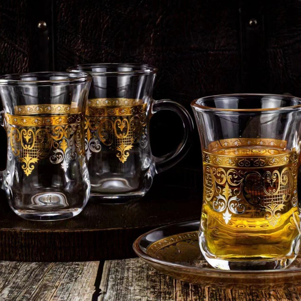 Creative Transparent Glass Gilding Embossed Flower Cup - IVOIRART.COM