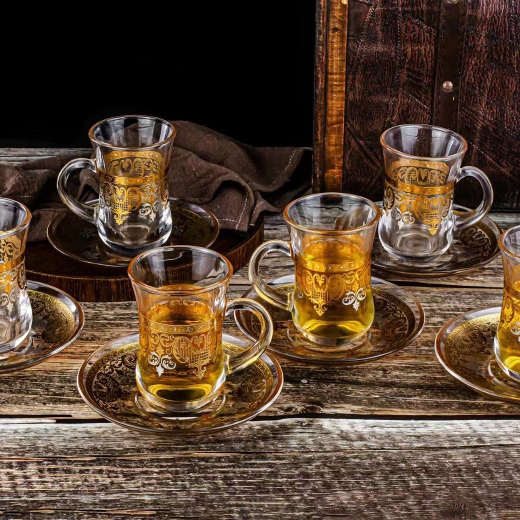 Creative Transparent Glass Gilding Embossed Flower Cup - IVOIRART.COM