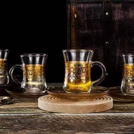 Creative Transparent Glass Gilding Embossed Flower Cup - IVOIRART.COM