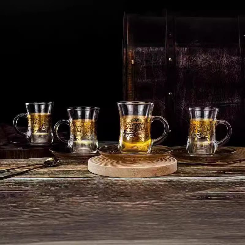 Creative Transparent Glass Gilding Embossed Flower Cup - IVOIRART.COM