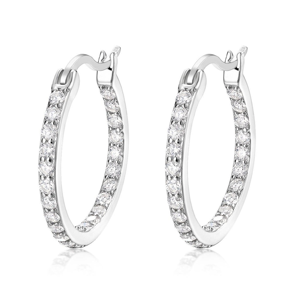 Créoles pavées S925 argent sterling 46 moissanites D‑VVS1 plaqué platine 3g Pack - IVOIRART.COM