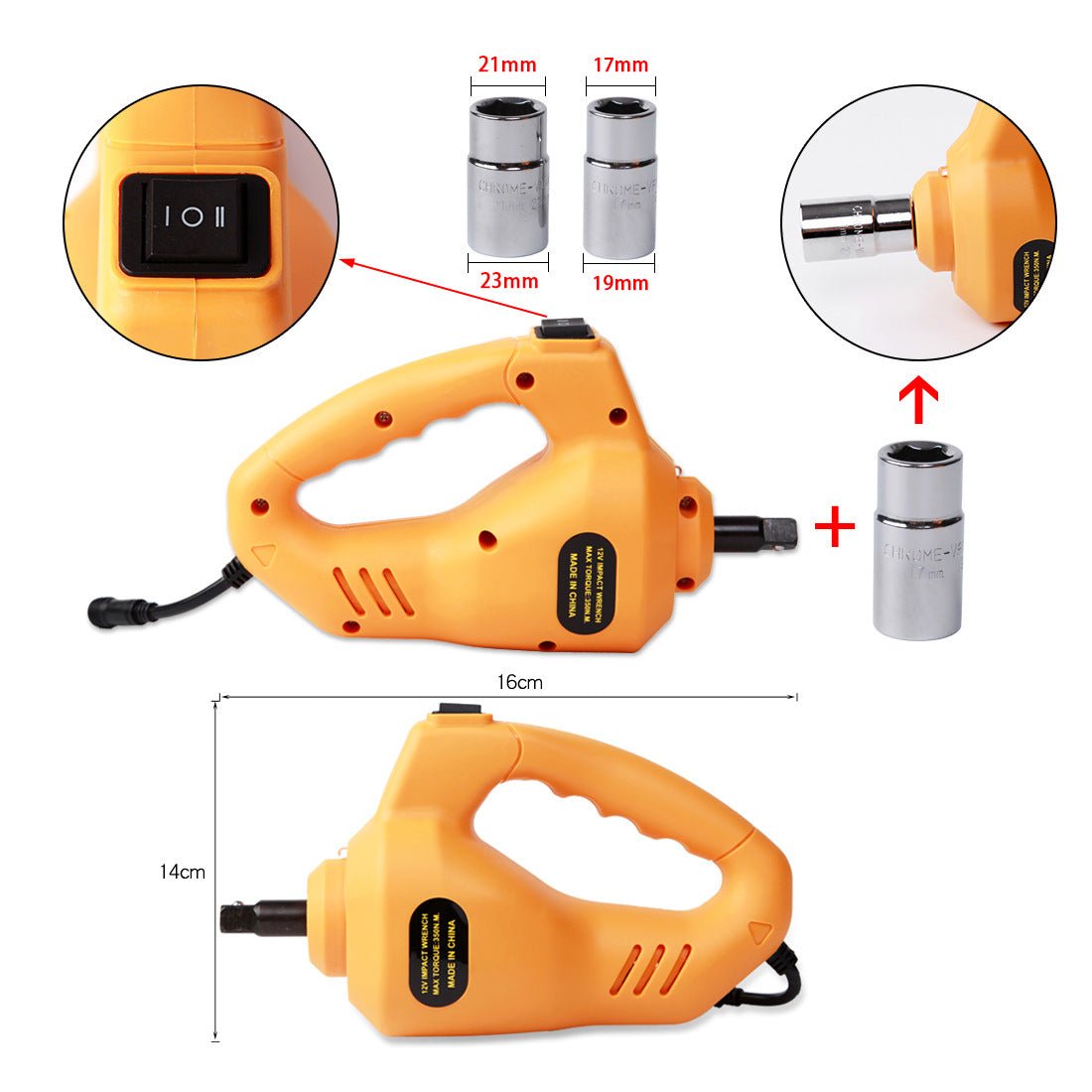 Cric Électrique pour Voiture avec Ensemble de Cric et Clé Électrique Jaune - IVOIRART.COM