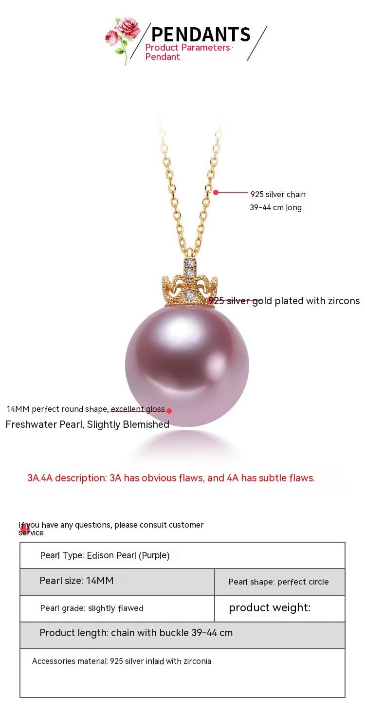 Crown Silver 925 Silver Pendant Pearl Necklace - IVOIRART.COM