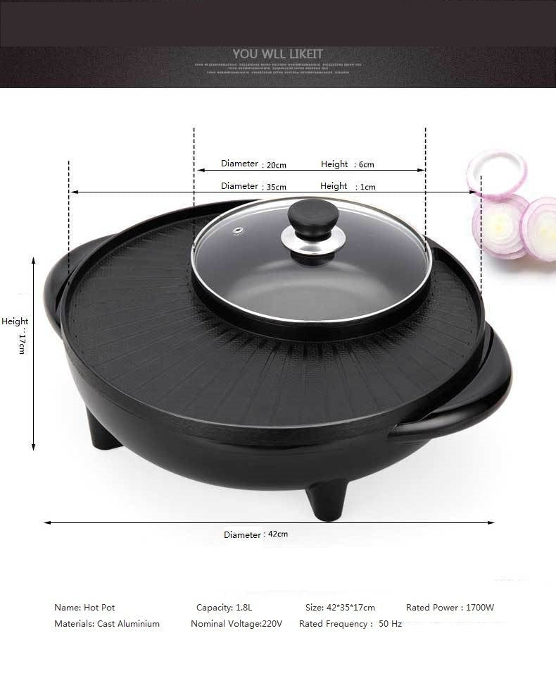 Cuisinière électrique multifonction avec marmite, grill et fondue 5 à 6 L noir - IVOIRART.COM