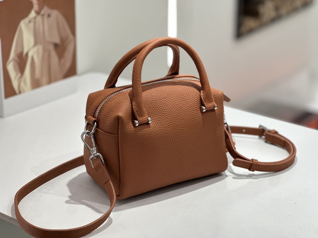 Custom Genuine Leather Women's Boston Bag - Versatile Commuter Crossbody Handbag - IVOIRART.COM