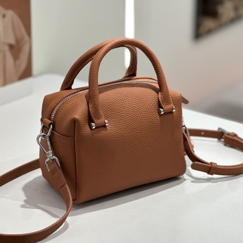 Custom Genuine Leather Women's Boston Bag - Versatile Commuter Crossbody Handbag - IVOIRART.COM