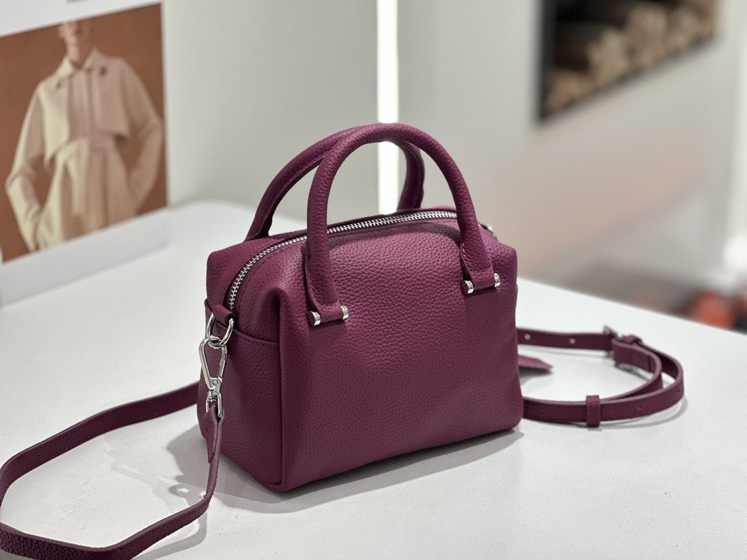Custom Genuine Leather Women's Boston Bag - Versatile Commuter Crossbody Handbag - IVOIRART.COM