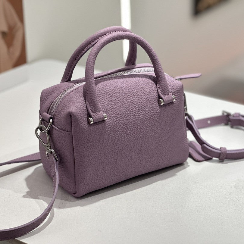 Custom Genuine Leather Women's Boston Bag - Versatile Commuter Crossbody Handbag - IVOIRART.COM