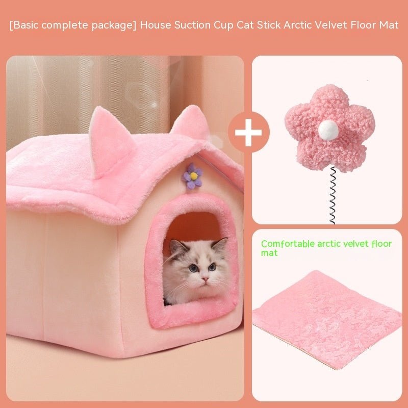 Cute Princess Cat Nest Thickened Puppet Winter Cat Pet Princess Bed - IVOIRART.COM