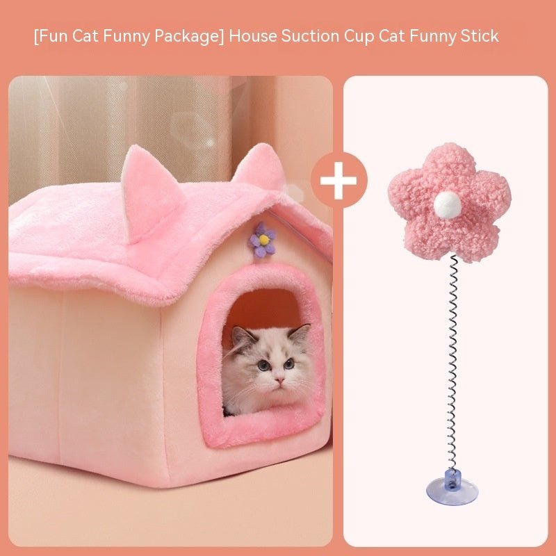 Cute Princess Cat Nest Thickened Puppet Winter Cat Pet Princess Bed - IVOIRART.COM