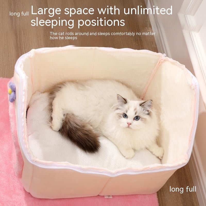 Cute Princess Cat Nest Thickened Puppet Winter Cat Pet Princess Bed - IVOIRART.COM