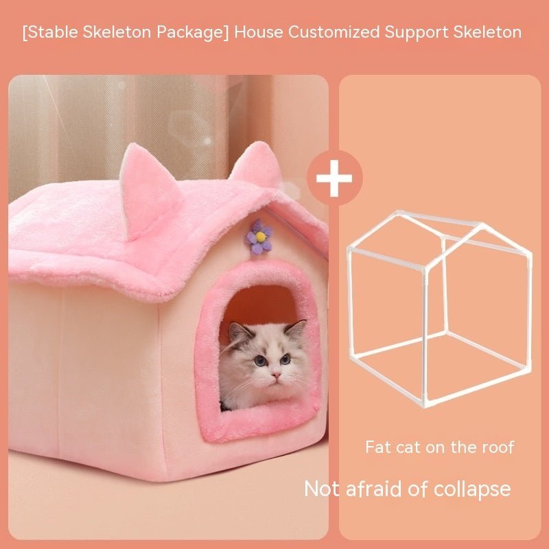 Cute Princess Cat Nest Thickened Puppet Winter Cat Pet Princess Bed - IVOIRART.COM