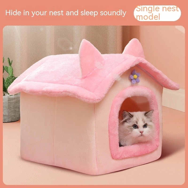 Cute Princess Cat Nest Thickened Puppet Winter Cat Pet Princess Bed - IVOIRART.COM