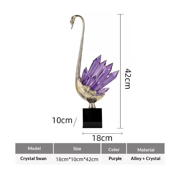 Cygne en cristal luxe abordable pour foyer, décoration design et cadeau parfait! - IVOIRART.COM